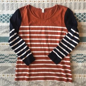 J crew quarter sleeve striped top